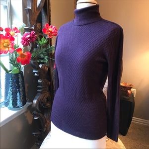 Chevron knit dark plum sweater